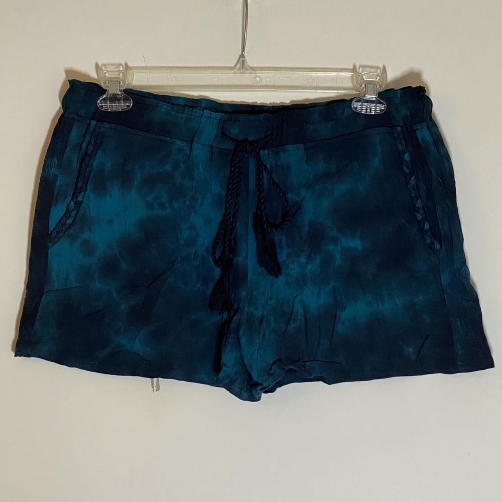 Sportelle Shorts Womens Large‎ Blue Tie Dye Drawstring Elastic Waist Pockets